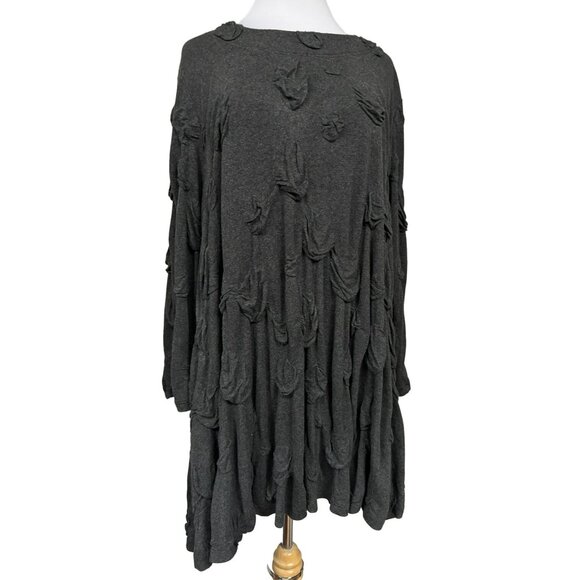 Ralston Art to Wear Oversized Gray Jersey Knit Asymmetrical LS Dress Sweden L - Picture 1 of 7